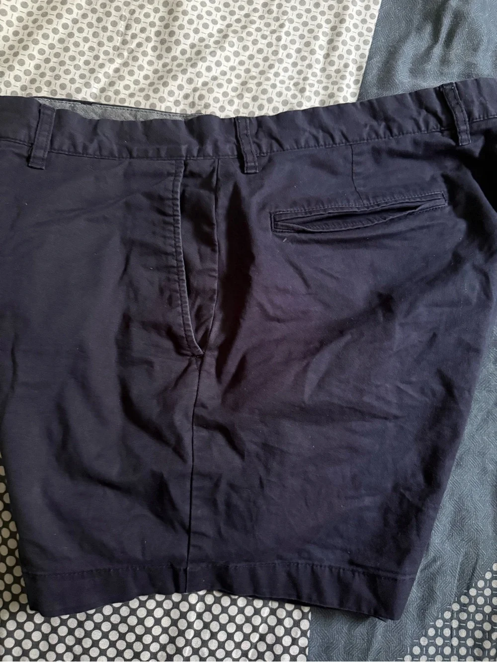 Men's Flat-Front Navy Cotton Blend Shorts